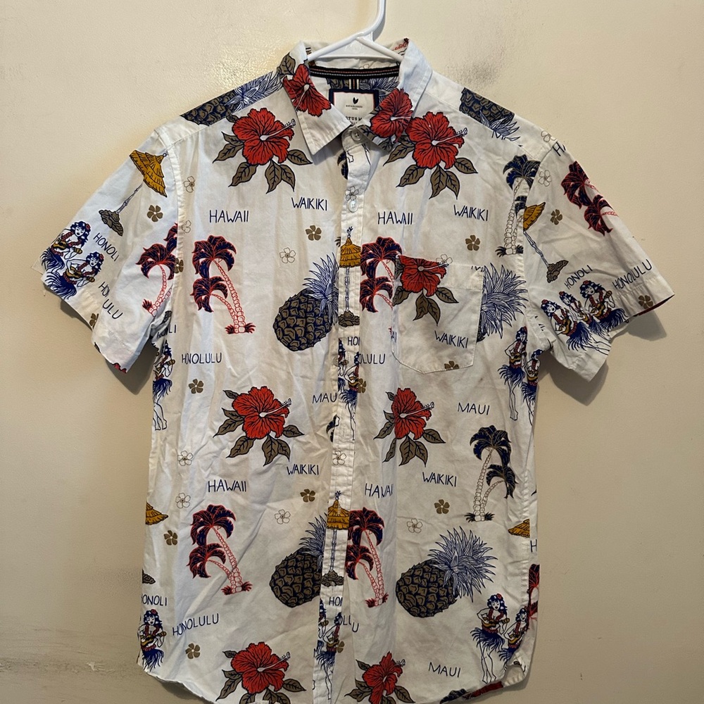 Cactus Man Hawaii Print Men's Shirt Slim Fit Men’s Small